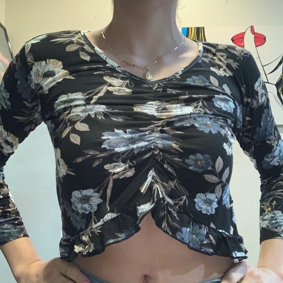 Black Floral Shirt - Picture 2 of 4